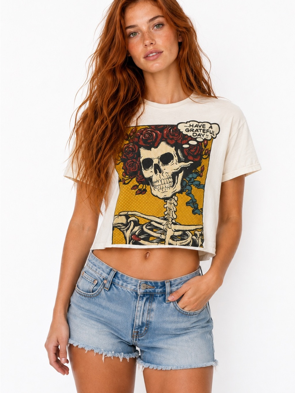 Liquid Blue Grateful Dead Bertha Have a Grateful Day Crop T Shirt M